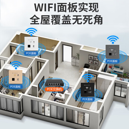 公正牛86型墙壁无线路由器千兆wifi插座酒入墙式AP智能面板灰色 标准款300M灰色零火线 标准款30