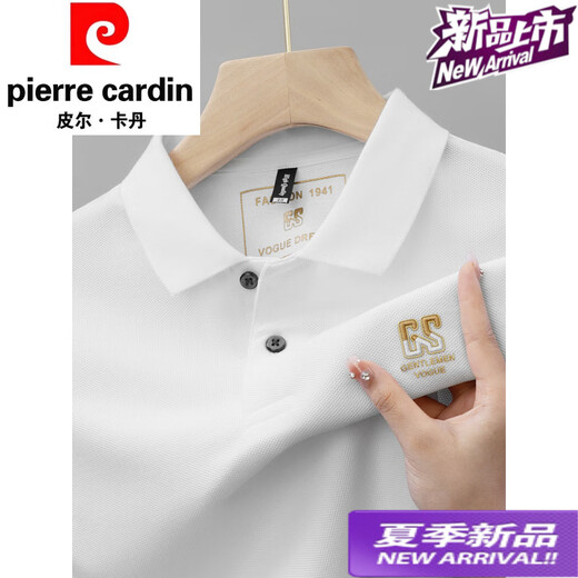 Pierre Cardin Summer New Pure Cotton Herren Kurzärärmelte Polo-Hemd High-End Sticked Revers T-Shirt Großer Größe vielseitig mit halbärmeliger Herrenkleidung 6626 Graublau M 48 [Empfohlen 100-125 Jin [Jin gleich 0,5 kg]]