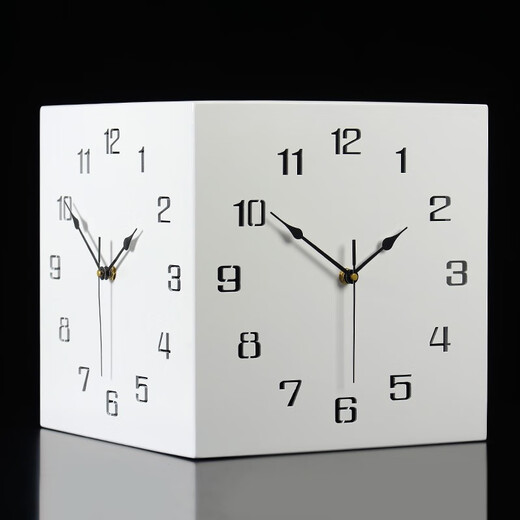 Corner nordique double face mural salon créativité simple moderne moderne horloge double face maison à la mode et à l'horloge atmosphérique 9195 Blanc pur et noir Mouvement silencieux domestique à la main de plus de 20 pouces