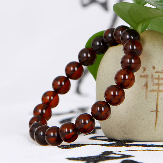 Famous family blood amber bracelet for women and men natural amber single circle bead bracelet maroon bracelet birthday gift 9mm