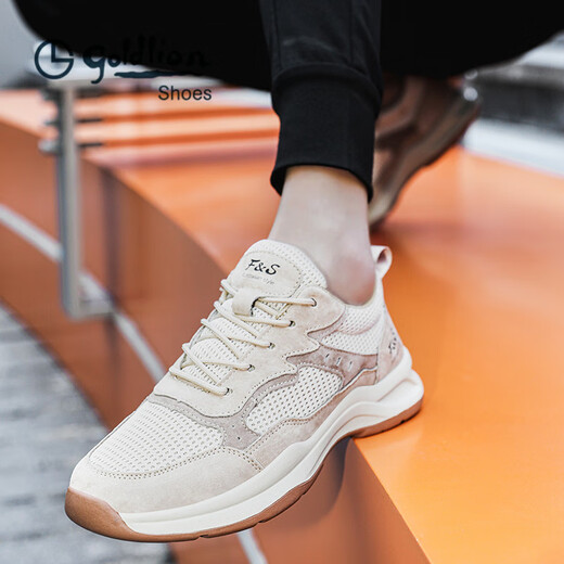 
GY Jinlilai men's shoes 2025 new mesh casual shoes men's summer breathable cloth shoes men's lightweight and versatile sports shoes JLL9855 sand color domestic standard code 40 wide and fat feet, big shots