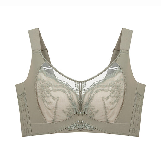Other women's thin underwear with large breasts showing small size, full cup push-up, breathable, adjustable, side breasts, large size lace tube top bra, Aden Green 80/36CD
