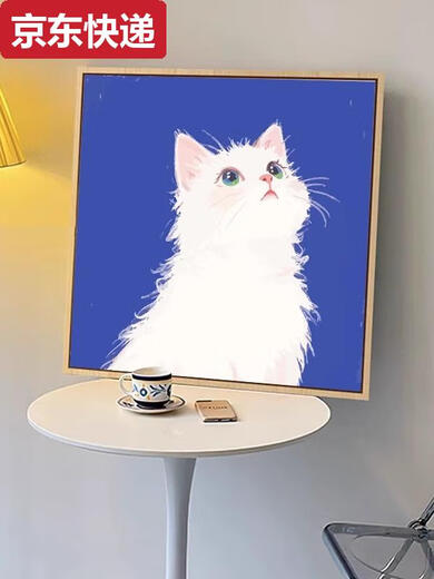 可爱卡通橘猫数字油画diy填充填色画手工丙烯涂色画画定制宠物画 X14715 全套内框材料包20*20cm
