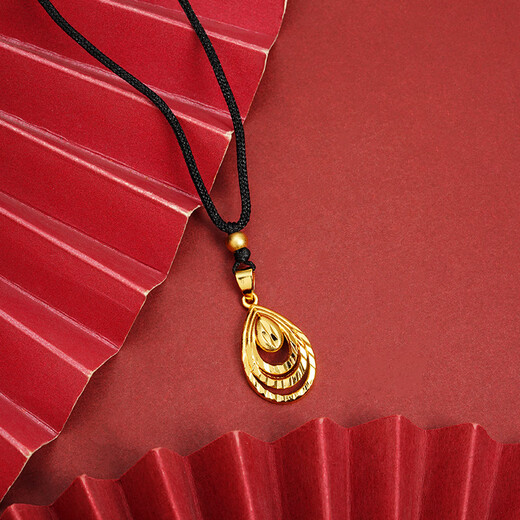 Pupan Lao Phoenix 999 Bengal Red Gold Vietnamese Sand Gold Necklace Trendy Water Drop Pendant Long-lasting Color Copper Gold Plating X3433 Water Drop Shape Necklace Lao Fengxiang Quality