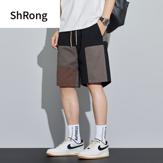 Shurong Japanese 2025 spring and summer casual shorts men's five-point pants trendy brand workwear new summer fashion half-trousers mid-trousers black 9277 2XL