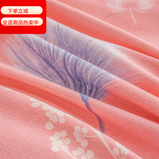 100 pure cotton four-piece set, pure cotton brushed four-piece set, thickened twill Xinjiang cotton four-piece set, skin-friendly and soft for all seasons Fangfei Manyu-Pink 1.5m bed sheet style four-piece set