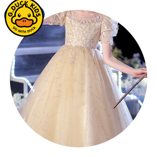 
G. DUCKKIDS girls evening dress 2024 new high-end princess style wedding flower boy birthday party stage catwalk piano performance costume white 160