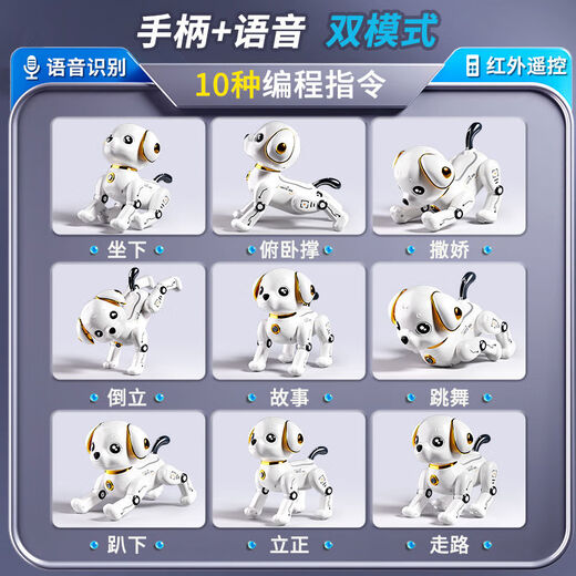 
Kakabele Machine Dog Smart Children's Toys 1-3 years old 6 girls and boys remote control electric robots will call 2025 new model Smart Dog Voice Command Intelligent Programming Touch Interactive Intelligent Early Education-Single Lithium Battery 15