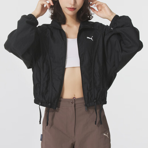 彪马（PUMA）外套女 2025夏季新款立领透气上衣黑色休闲服日常运动服梭织夹克 633971-01 XS