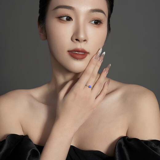 Yi Cai Little Lucky Natural Sapphire Ring Women's 18K Gold Fashion Ring Birthday Gift for Girlfriend 0.77 Carat Cornflower/Perfect Cut/GUILD