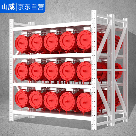 Shanwei storage shelves multi-layer storage racks household storage racks warehouse supermarket cargo racks gray and white 100*40cm four layers