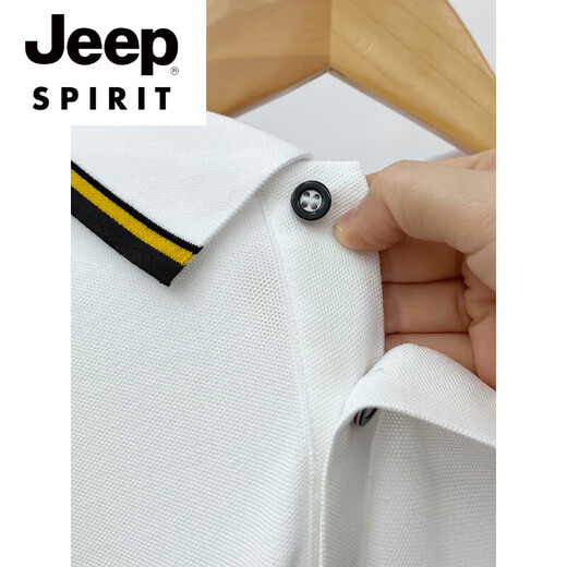 
JEEP SPIRIT2025 Summer Men's Short Sleeve T-shirt Lapel Double Embroidery POLO Shirt High-end Brand Heavy Ice Silk Half Sleeve T-shirt J838 Khaki M - Recommended 90-110Jin [Jin equals 0.5 kg]