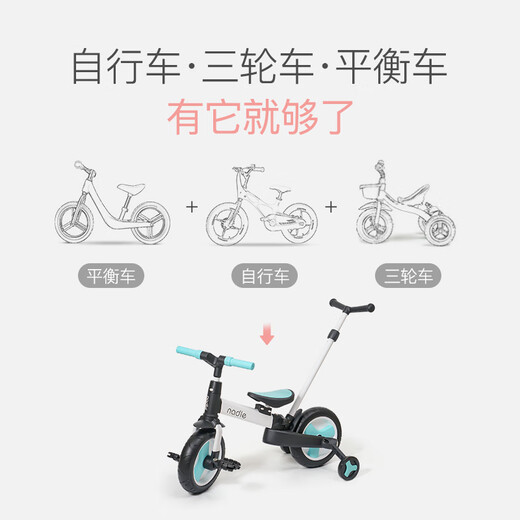 Nadle Natto Children's Balance Car Tricycle Two-in-One Baby 3-year-old 2-child pedal slid 1 3-in-1 6 Blue Push Rod Version + Gift Pack Default