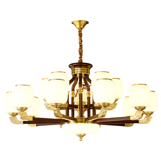 Sanxiong Aurora Neue chinesische Kronleuchter Wohnzimmer Lichter Walnussfarbe Chinesische Schlafzimmer Schlafzimmer Esslicht Moderne atmosphärische chinesische klassische Lichter HX9928 Kopf Drei Farben wechseln Licht
