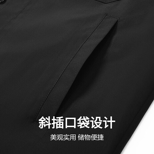 Dances with Wolves Three-proof Workwear Lapel Jacket Men's Oil-proof Outdoor Commuting Waterproof Portable Jacket 001 Black L