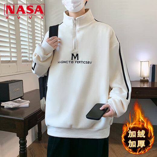 
NASA XVVX plus velvet thickened sweatshirt for boys 13 junior high school students half high neck base shirt 15-year-old teenagers autumn and winter clothes R683 dark gray (single sweatshirt) Thickened fleece XL 120-135Jin [Jin equals 0.5 kg]