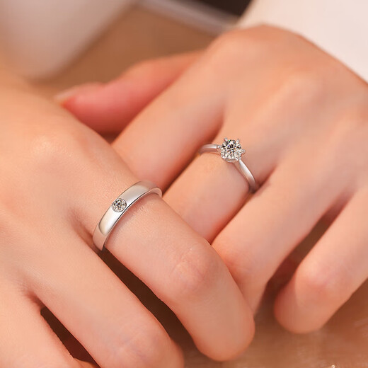 Pt950 platinum moissanite color diamond ring, fashionable ring for men and women, a pair of wedding rings for girlfriends, six prongs for women, 50 points, men's rings, 10 points - light luxury model, the default live mouth can be adjusted in size