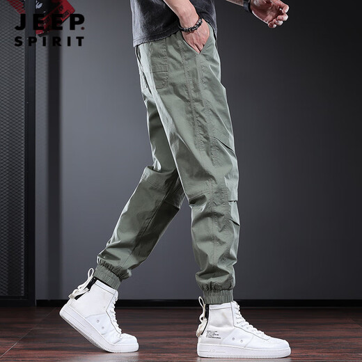 Jeep Spirit Casual Pantalon 2025 Nouvel printemps et d'été Green Elastic Breathable Pantalon British Elastic Taies Tying Pantal
