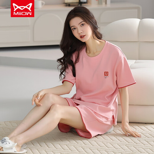 
Catman (MiiOW) pure cotton pajamas for women in summer shorts shorts thin cute student cotton summer casual home clothing set Champagne color A9856 shorts M (80-100Jin [Jin equals 0.5 kg])
