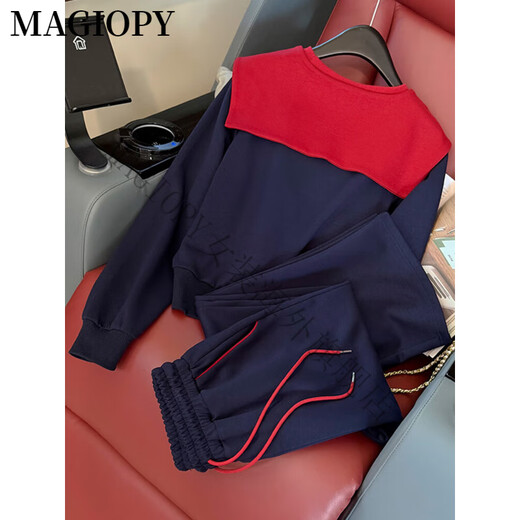 Magiopy International Luxury High-End-Marke 2025 Frühlingsmodische Altersreduzierung Set Set Mody Fake Zwei-teilige Tops Außenschalblau-Drei-teiliger Set S (100jin [Jin Equals Equals])