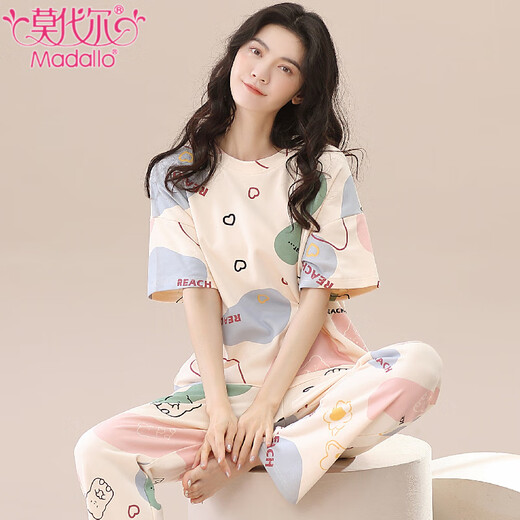 
Modal 2025 new pure cotton pajamas for women in summer short-sleeved trousers Korean sweet ladies home clothing two-piece set for outside wear YS-683 M 80-100Jin [Jin equals 0.5 kg]
