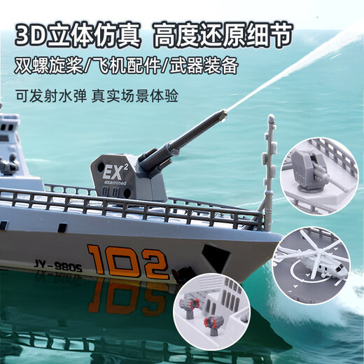 OSPIRO德国品质大马力水上电动遥控船玩具航空母舰军舰模型可下水潜水艇 拉萨号-驱逐舰 [1组充电电池]+遥控电池+充电
