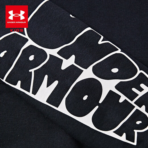 Under Armor children's clothing autumn and winter hooded children's sweatshirt warm casual sports versatile printed sweatshirt black 150