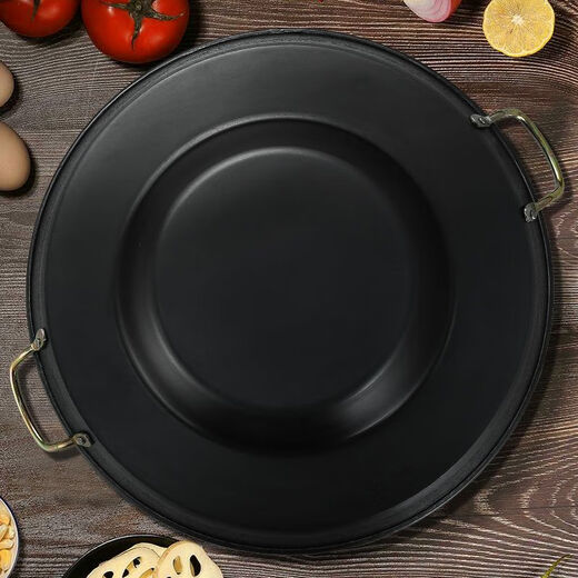 Thickened frying pan for household and commercial use, multi-functional stall-shabu-shabu-baking all-in-one flat-bottomed non-stick tofu fried potato frying pan, Yuye thickened version, bottom diameter 20cm, 45cm, single frying pan
