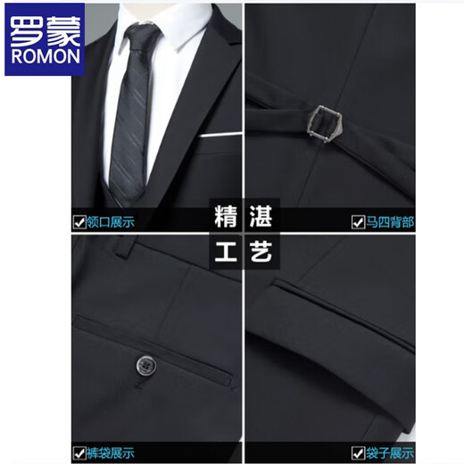 Romon-Anzug Set Herren Drei-teiliger Slim Bräutigam-Bräutigam Hochzeitsgeschäft lässig Professionelle Kleidung großer Anzug Männer grau [Anzug + Weste + Hosen] Drei-teiliger XL