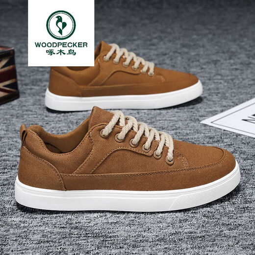 Specht schwarze Herrenschuhe 2025 Frühling neuer dick-löst trendiger Leinwandschuhe Herren koreanischer Stil Design Vielseitiger Brettschuhe Komfort 6636 Schwarz und Rot 42