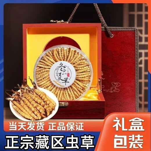 鹿章堂冬虫夏草礼盒装正宗藏区雪山虫草送礼佳品品质保证当天发货 西藏那曲精品虫草4条1克50条