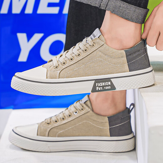 Pastoral Europeo 2025 zapatos para hombres nuevos zapatos de lona casual de moda zapatos de mesa transpirable para hombres versátil suave k22 beige 41