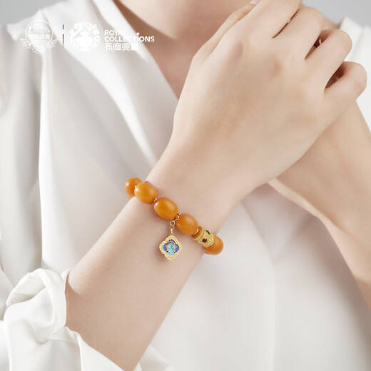 Potala Palace Beeswax Date Beads Turquoise Single Circle Bracelet Men's and Women's 925 Silver Amber Wenwan Bracelet as a Birthday Gift for Boyfriend