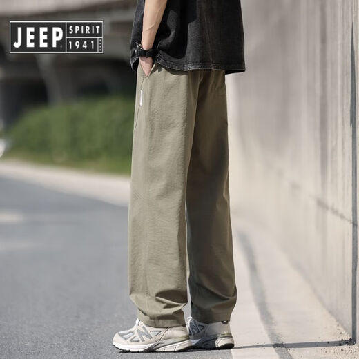 Jeep Spirit Jeep Herrenhosen Sommer dünne amerikanische trendige Marke Straight Ice Seidenhose für Jungen Militär grün cool atmungsablößere Khaki 6636 m