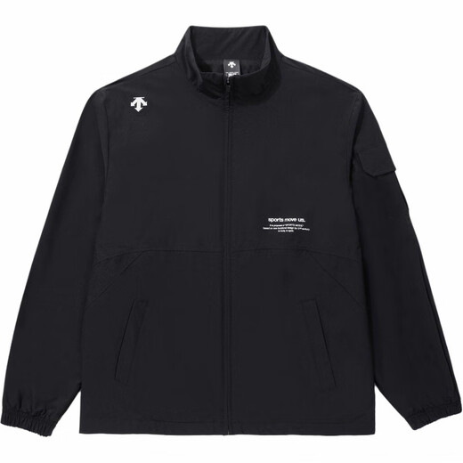 DESCENTE Sports Series Solid Color Logo Zipper Stand Collar Thin Long Sleeve Breathable Jacket Jacket Men and Women Black S