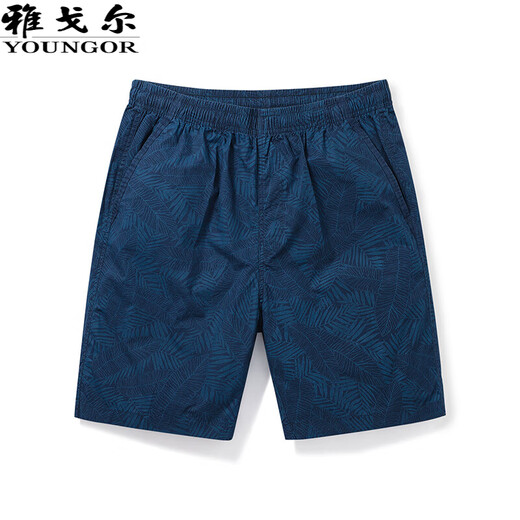 雅戈尔[高支纯棉]2025夏季新款休闲运动短裤男直筒宽松沙滩五分裤 藏青色-D9215 2XL