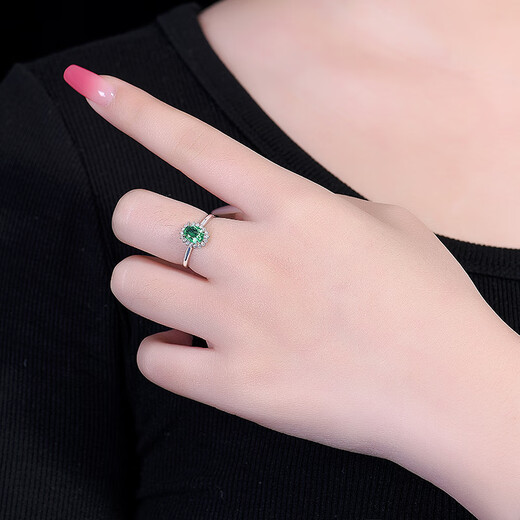 HEEKAIYI emerald gemstone ring for women 18K gold diamond ring Chinese Valentine's Day birthday gift for wife and girlfriend Selected emerald gemstone ring 92 points 18K gold diamond inlaid