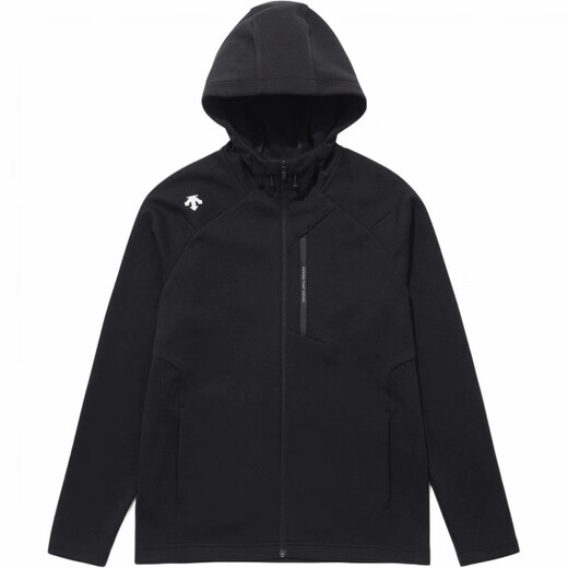 
DESCENTE solid color logo printed hooded zipper stretch long sleeve jacket jacket for men and women black 100