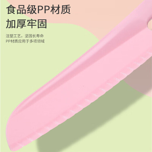 Chengyang Couteau de cuisine complémentaire en plastique pour enfants, sans danger pour les mains, couteau à fruits, éducation préscolaire sûre, coupe de fruits à la maternelle, ensemble de planches à découper d'enseignement, ensemble de couteaux de sécurité rose, ensemble de 6 pièces