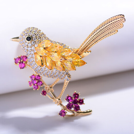 DL 1998 Fat Donglai Quality News Brooch Magpies Magpies atmosphériques Zircon Style Animal Pull