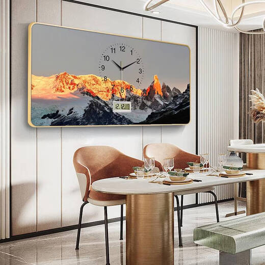 Hanoufeis neuer Stil der dekorativen Malerei Wanduhr Perpetual Kalender Wohnzimmer Dining Uhr natürliche Landschaft Einfacher und atmosphärischer Hängemal