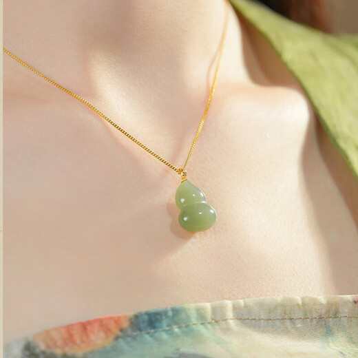 Love 925 sterling silver necklace women's Hetian jade gourd pendant 18k gold jewelry birthday gift for girlfriend and wife