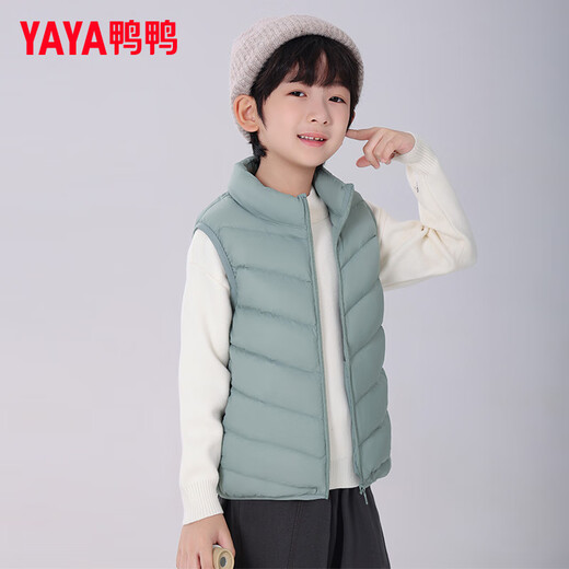 Yaya (YAYA) children's down vest for boys and girls, autumn and winter wear inside and outside, medium and large children's clothing, light school uniform artifact vest jacket K gray blue 130 /64