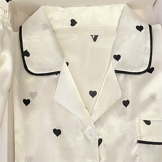 
Yalu pajamas for women in summer 2025 new ice silk thin love shorts suit home clothes two-piece summer FS_9214# cardigan double short lace pocket M