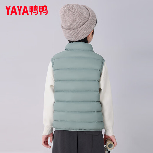 Yaya (YAYA) children's down vest for boys and girls, autumn and winter wear inside and outside, medium and large children's clothing, light school uniform artifact vest jacket K gray blue 130 /64