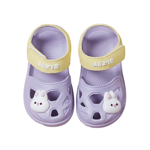 
Cool Chapter (KUZHANG) Happy Mary Children's Sandals Summer Hole Shoes Girls Baotou Velcro Anti-slip Boys Outdoor Beach Cute 9277 Purple 12.5 130 size inner length 13CM Recommended-13 foot length