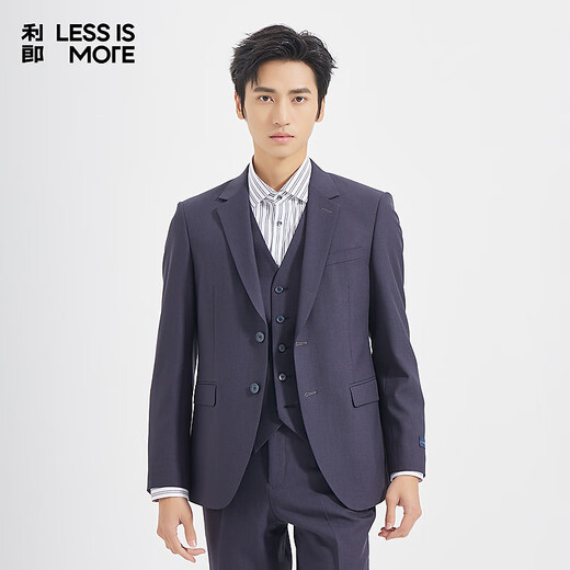 Lilang Youth Business Men's Wear Striped Dark Texture Suit Men's TR Blended Easy-Care Formal Three-piece Suit Dark Blue (1SA) 165A