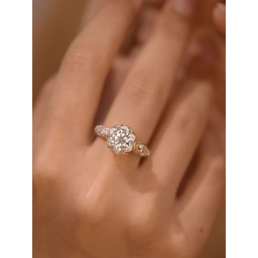 QUAMER rose rabbit inlaid moissanite ring refers to feminine and good-looking hand jewelry, niche and versatile couple Mo rose rabbit ring