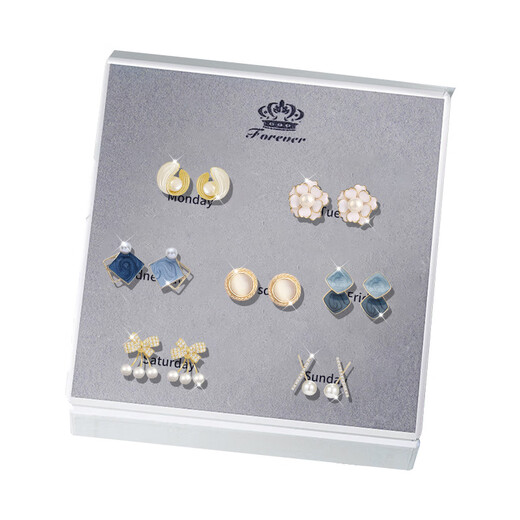 Jingshengya Decoration S925 Sterling Silver Needle Earrings for Women 2025 New Earrings Gift Box for Women Birthday Gifts for Girls Practical Jewelry Camellia Seven Days Earrings Gift Box + Certificate + Gift Box for Girls to Surprise and Romance