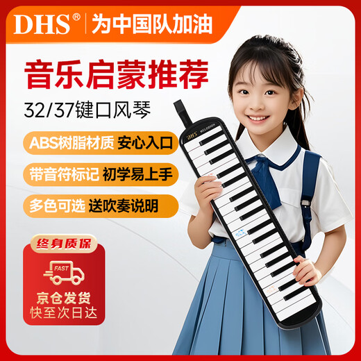 DHS classroom instrument 37-key DHS mouth organ black canvas soft bag with blowpipe mouthpiece teaching materials